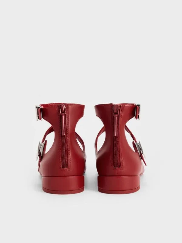 Women Robbie PointedToe Mary Jane Flats 8211 Red CHARLES and KEITH Ballet Flats