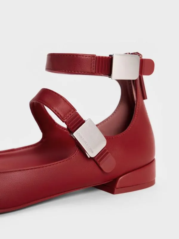 Women Robbie PointedToe Mary Jane Flats 8211 Red CHARLES and KEITH Ballet Flats