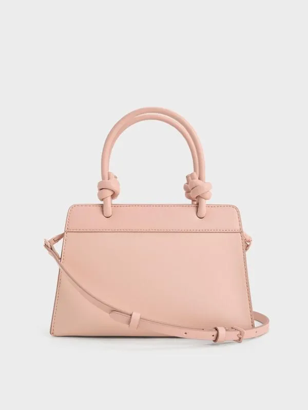 Women Sabine KnottedHandle Trapeze Tote Bag 8211 Light Pink CHARLES and KEITH Tote Bags