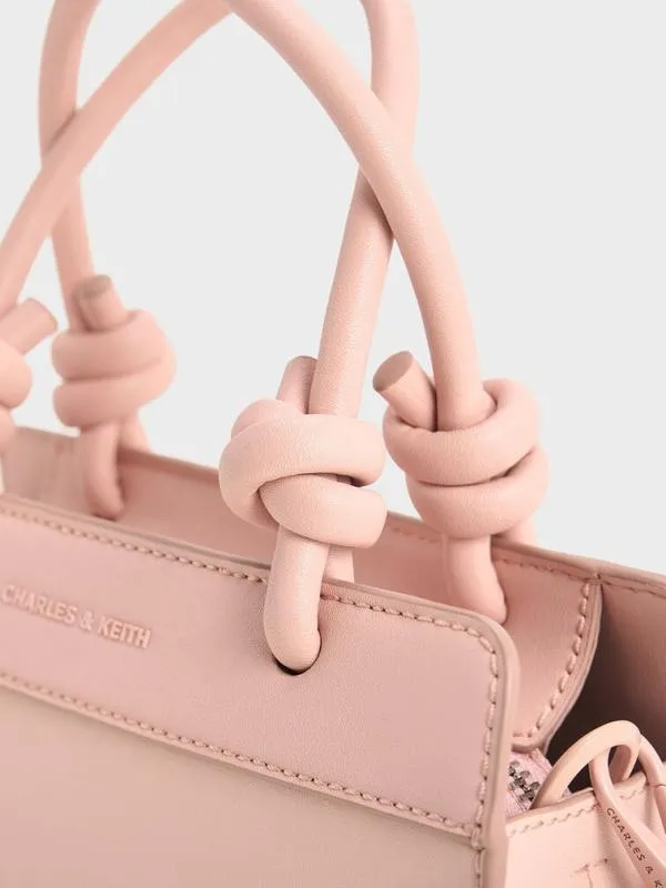 Women Sabine KnottedHandle Trapeze Tote Bag 8211 Light Pink CHARLES and KEITH Tote Bags