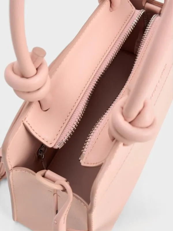 Women Sabine KnottedHandle Trapeze Tote Bag 8211 Light Pink CHARLES and KEITH Tote Bags