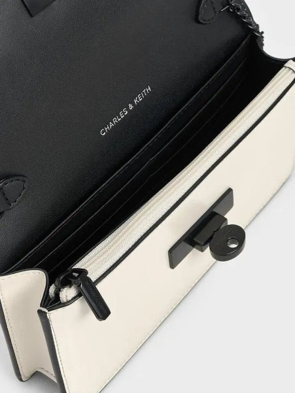 Women Samantha Envelope ChainEmbellished Crossbody Bag 8211 Cream CHARLES and KEITH Crossbody Bags