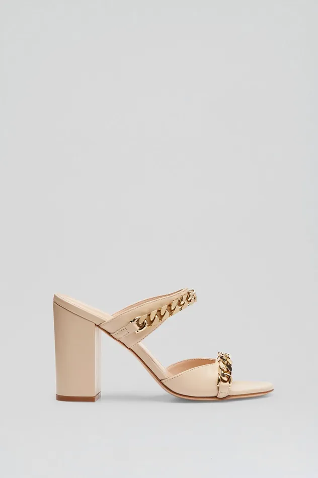 Women SANDAL WITH CHAINS DETAIL 95 NOUGAT Leather Scanlan Theodore