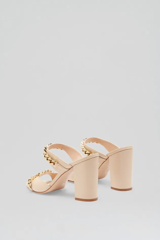 Women SANDAL WITH CHAINS DETAIL 95 NOUGAT Leather Scanlan Theodore Women SANDAL WITH CHAINS DETAIL 95 NOUGAT Leather Scanlan Theodore