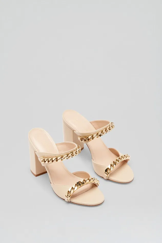 Women SANDAL WITH CHAINS DETAIL 95 NOUGAT Leather Scanlan Theodore Women SANDAL WITH CHAINS DETAIL 95 NOUGAT Leather Scanlan Theodore