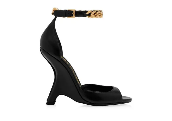 Women Sandals Tom Ford Leather Chain Sandal Black