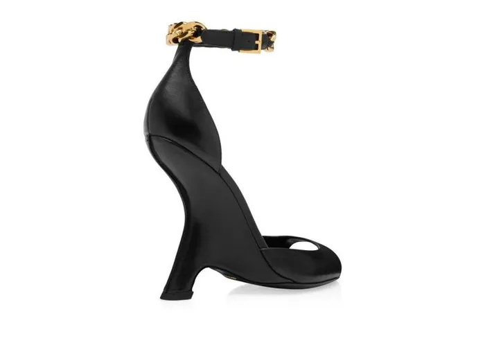 Women Sandals Tom Ford Leather Chain Sandal Black Women Sandals Tom Ford Leather Chain Sandal Black