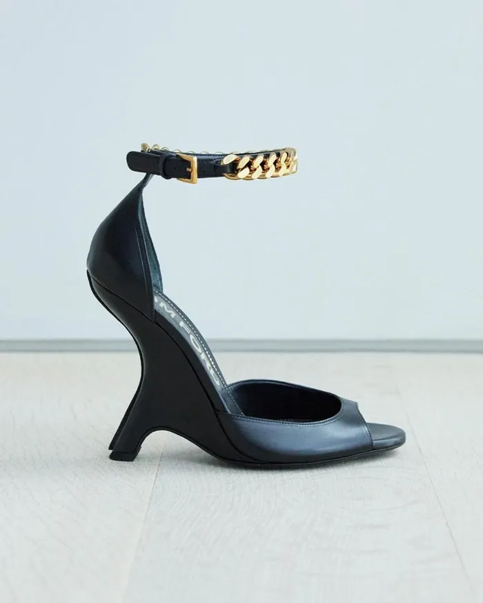 Women Sandals Tom Ford Leather Chain Sandal Black Women Sandals Tom Ford Leather Chain Sandal Black