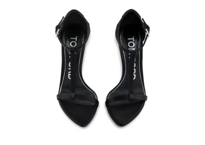 Women Sandals Tom Ford Satin And Crystal Stones Iconic T Sandal Black Crystal Women Sandals Tom Ford Satin And Crystal Stones Iconic T Sandal Black Crystal