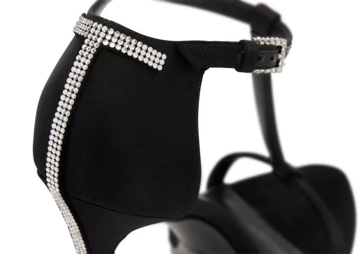 Women Sandals Tom Ford Satin And Crystal Stones Iconic T Sandal Black Crystal Women Sandals Tom Ford Satin And Crystal Stones Iconic T Sandal Black Crystal