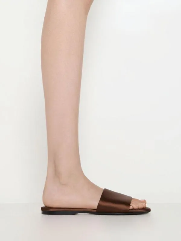 Women Satin Slide Sandals 8211 Dark Brown CHARLES and KEITH Sandals