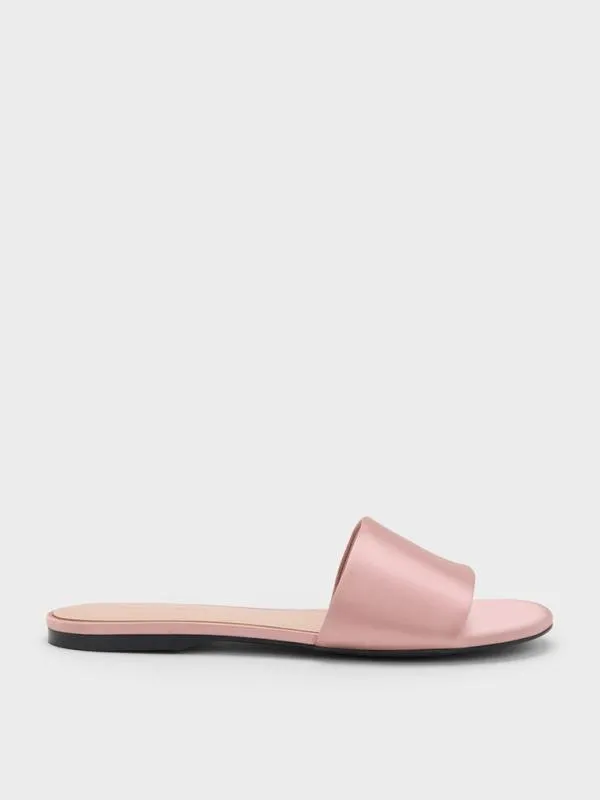 Women Satin Slide Sandals 8211 Nude CHARLES and KEITH Sandals