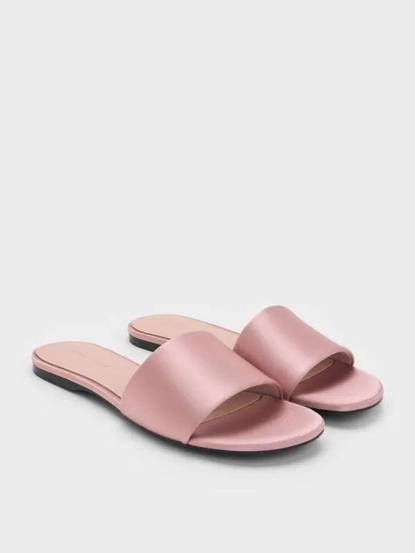 Women Satin Slide Sandals 8211 Nude CHARLES and KEITH Sandals