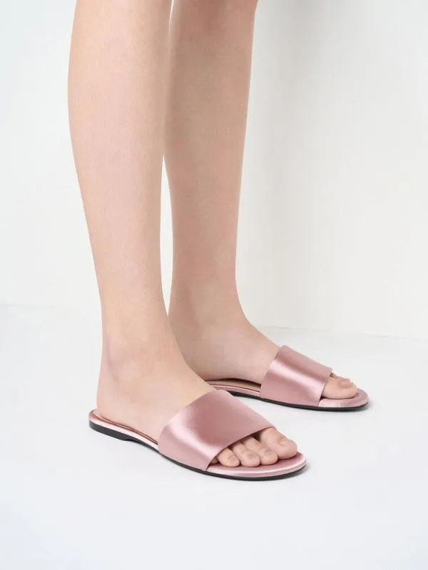 Women Satin Slide Sandals 8211 Nude CHARLES and KEITH Sandals