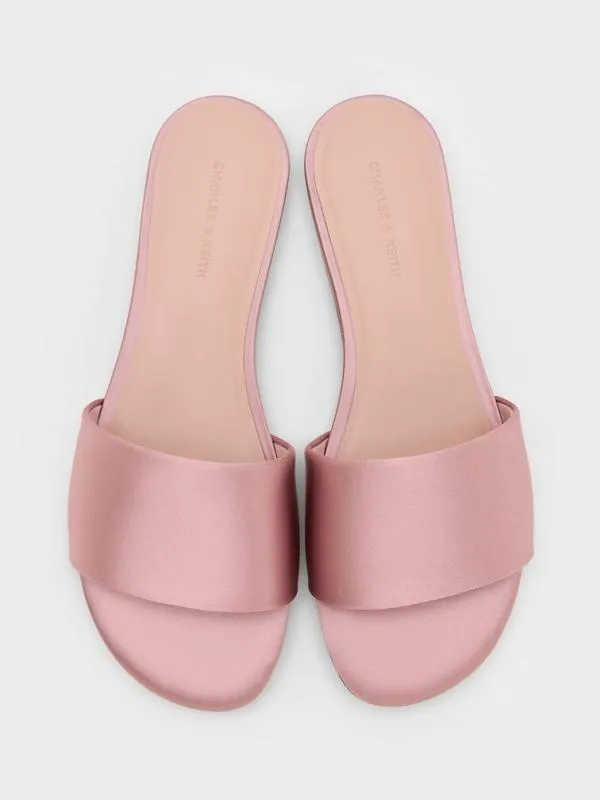 Women Satin Slide Sandals 8211 Nude CHARLES and KEITH Sandals