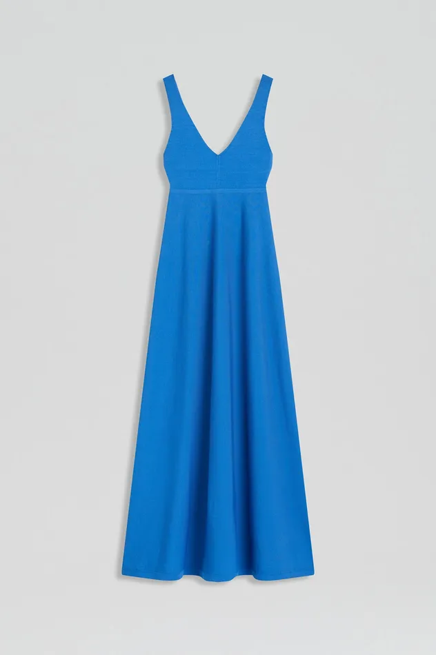 Women Scanlan Theodore CREPE KNIT V NECK DRESS PRUSSIANBLUE Dresses