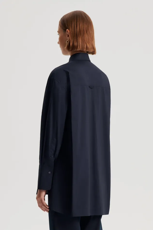 Women Scanlan Theodore PARACHUTE COTTON SHIRT NAVY Shirts Women Scanlan Theodore PARACHUTE COTTON SHIRT NAVY Shirts