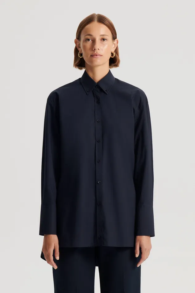 Women Scanlan Theodore PARACHUTE COTTON SHIRT NAVY Shirts Women Scanlan Theodore PARACHUTE COTTON SHIRT NAVY Shirts