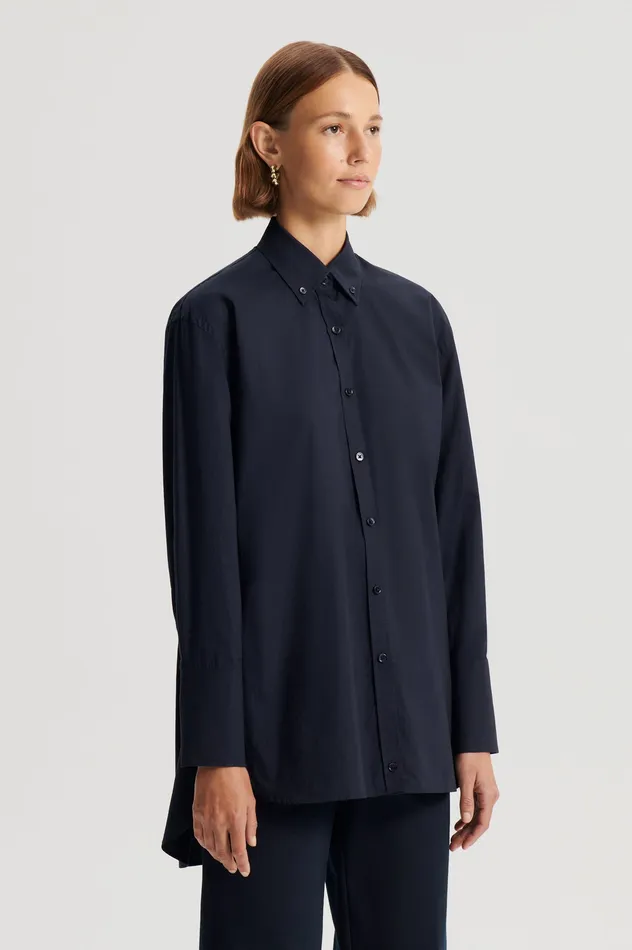 Women Scanlan Theodore PARACHUTE COTTON SHIRT NAVY Shirts Women Scanlan Theodore PARACHUTE COTTON SHIRT NAVY Shirts