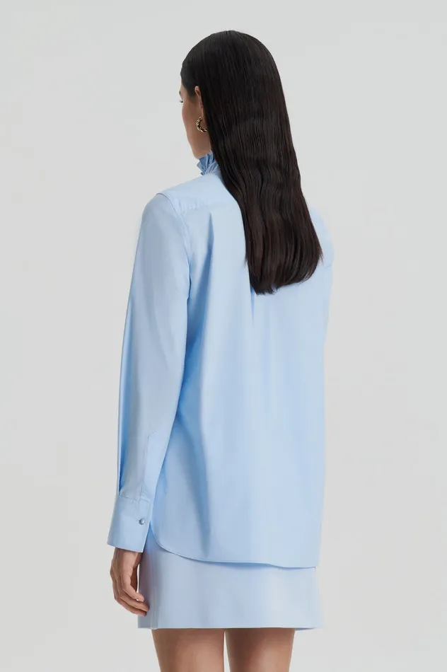 Women Scanlan Theodore PARACHUTE RUFFLE TRIM SHIRT TINTEDBLUE Shirts Women Scanlan Theodore PARACHUTE RUFFLE TRIM SHIRT TINTEDBLUE Shirts