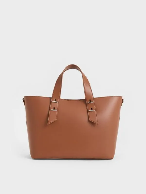 Women Shania Tote Bag 8211 Chocolate CHARLES and KEITH Top Handle Bags