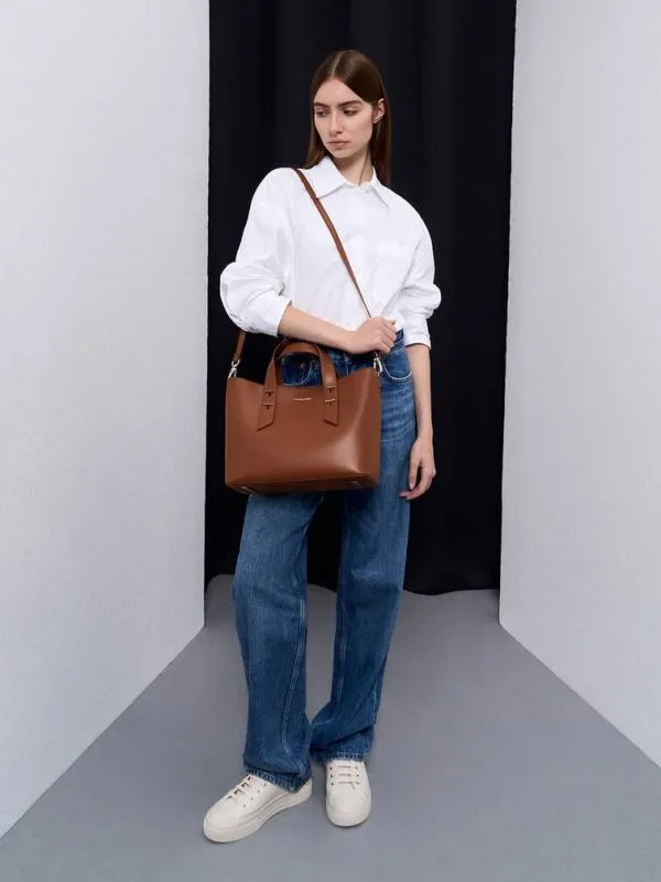Women Shania Tote Bag 8211 Chocolate CHARLES and KEITH Top Handle Bags