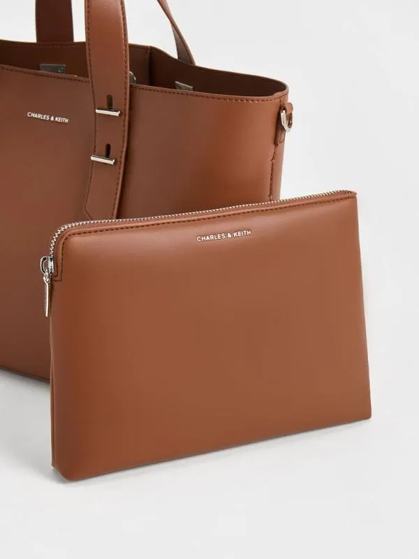 Women Shania Tote Bag 8211 Chocolate CHARLES and KEITH Top Handle Bags