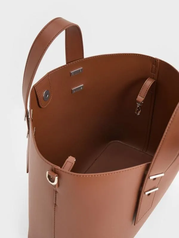 Women Shania Tote Bag 8211 Chocolate CHARLES and KEITH Top Handle Bags