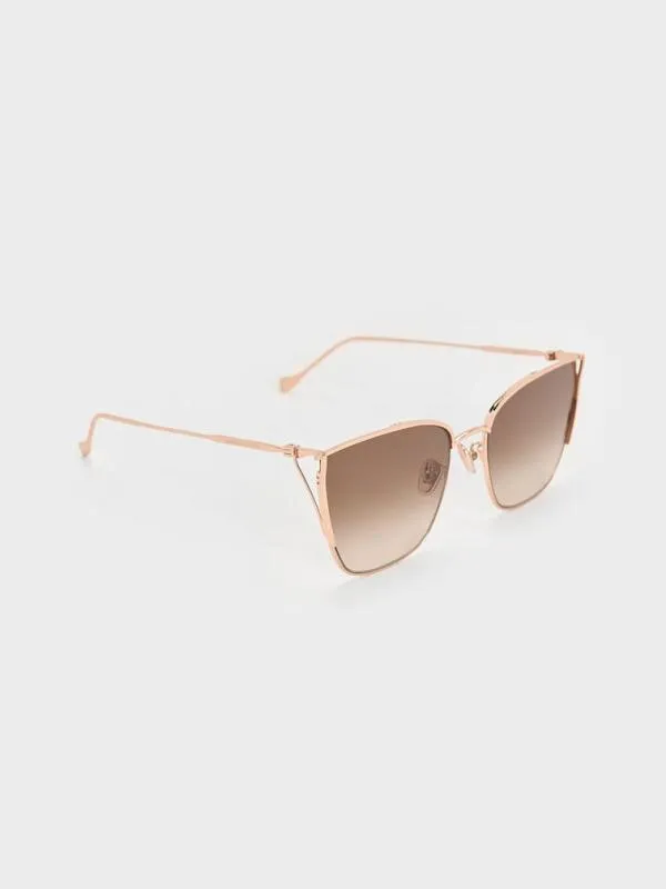 Women Shea MetallicRim Square Sunglasses 8211 Rose Gold CHARLES and KEITH Square