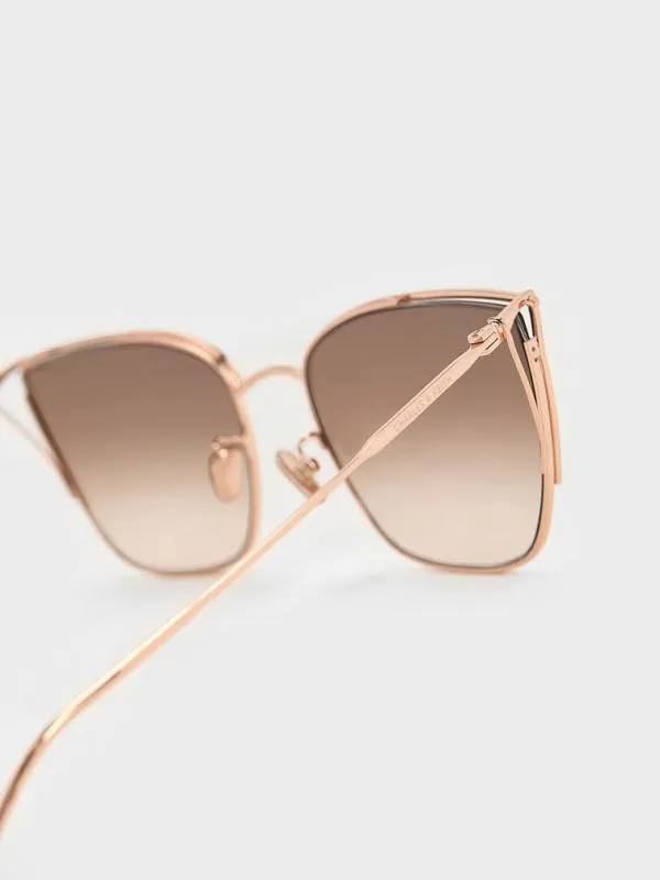 Women Shea MetallicRim Square Sunglasses 8211 Rose Gold CHARLES and KEITH Square