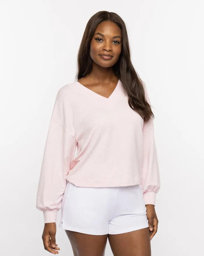 Women Shirts and Tops TravisMathew VIP TREATMENT CLOUD FRENCH TERRY TOP Heather Lilac