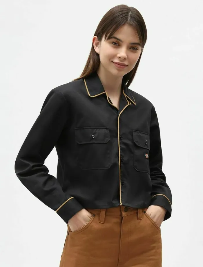 Women Shirts Dickies Bettles Western Shirt Black