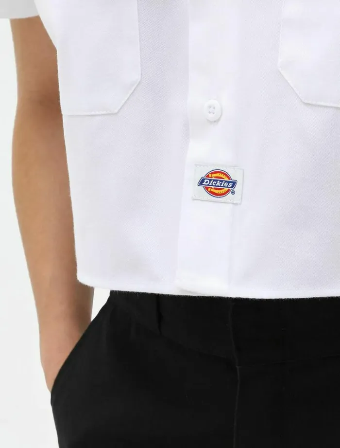 Women Shirts Dickies Cropped Work Shirt White