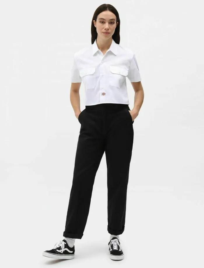 Women Shirts Dickies Cropped Work Shirt White