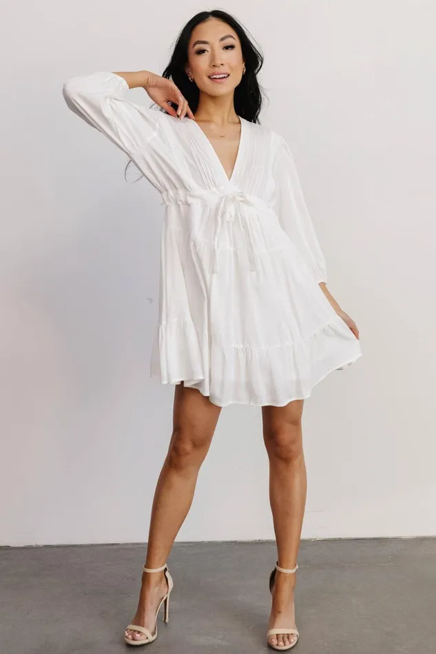 Women Short Dresses Baltic Born Amelia Boho Mini Dress Off White