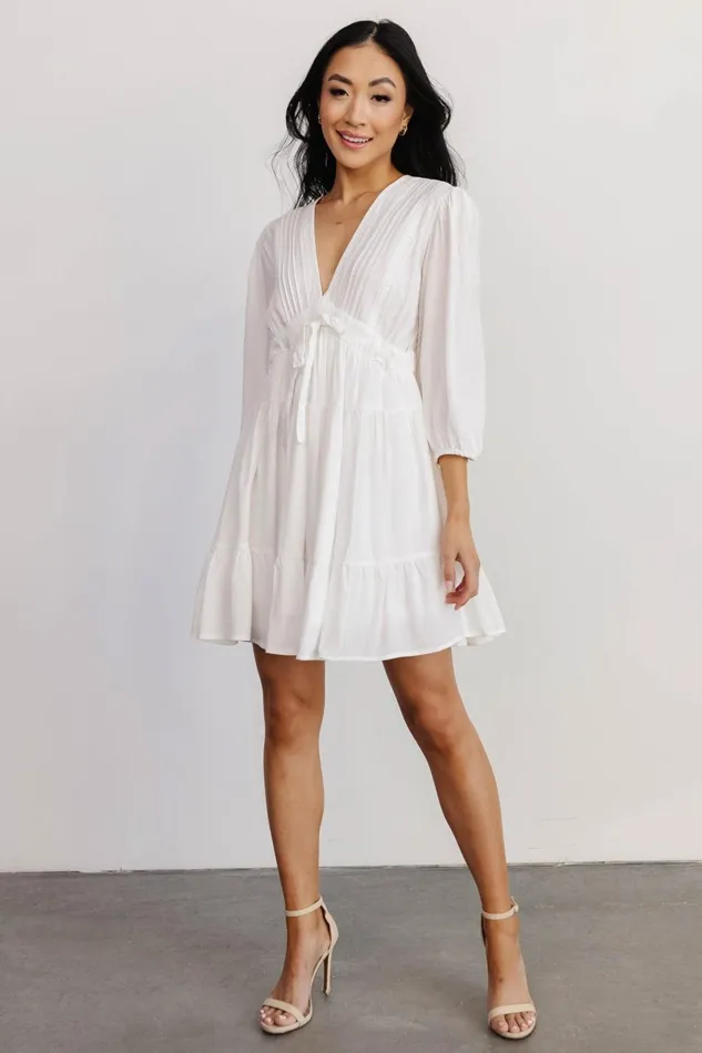 Women Short Dresses Baltic Born Amelia Boho Mini Dress Off White