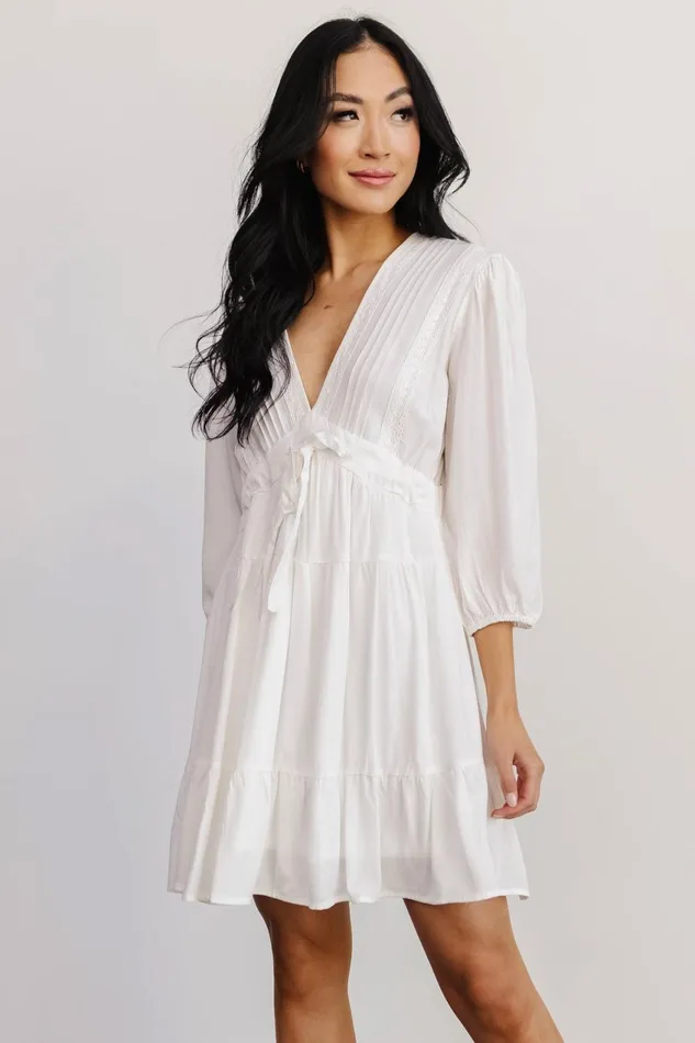 Women Short Dresses Baltic Born Amelia Boho Mini Dress Off White