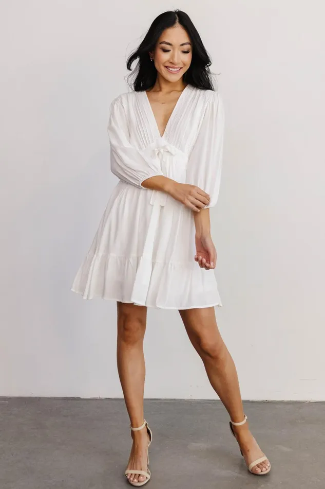 Women Short Dresses Baltic Born Amelia Boho Mini Dress Off White