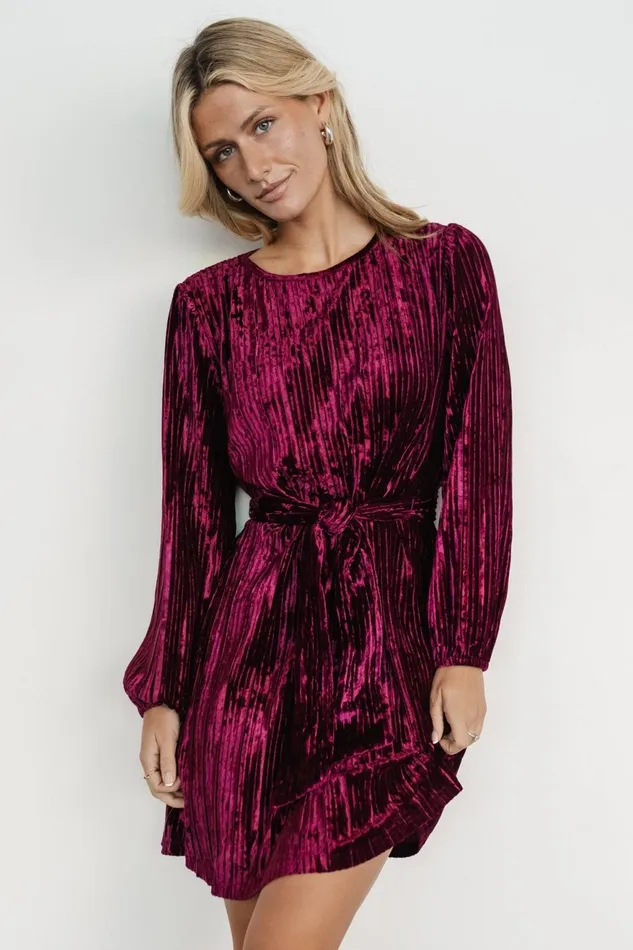 Women Short Dresses Baltic Born Anastasia Velvet Short Dress Wine Berry Women Short Dresses Baltic Born Anastasia Velvet Short Dress Wine Berry