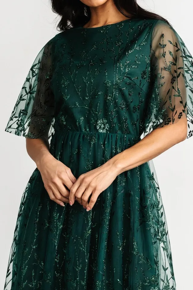Women Short Dresses Baltic Born Duchess Tulle Dress Dark Green Sparkle