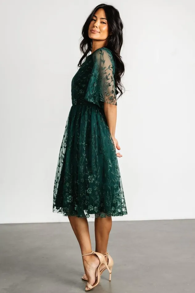 Women Short Dresses Baltic Born Duchess Tulle Dress Dark Green Sparkle