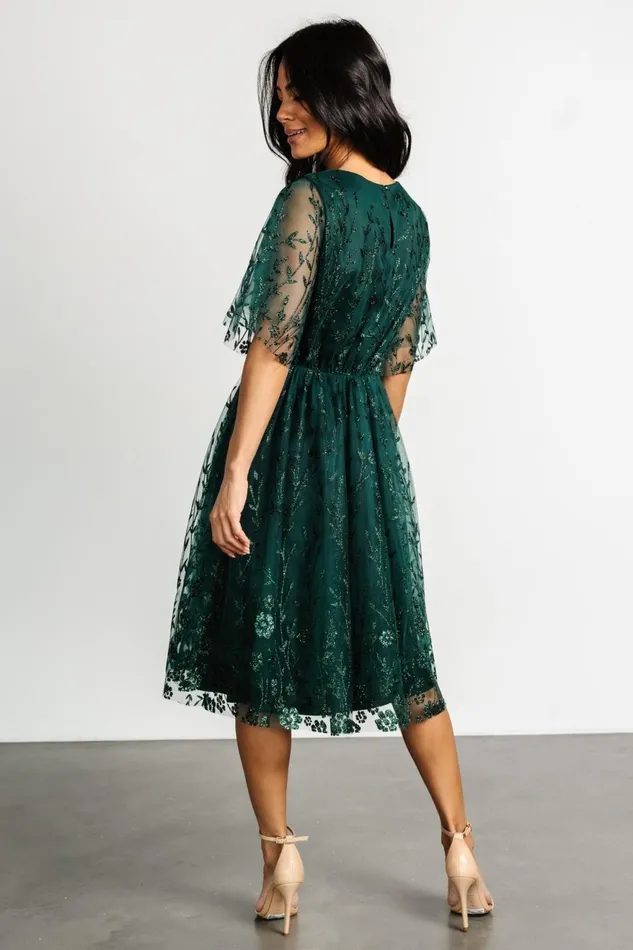 Women Short Dresses Baltic Born Duchess Tulle Dress Dark Green Sparkle