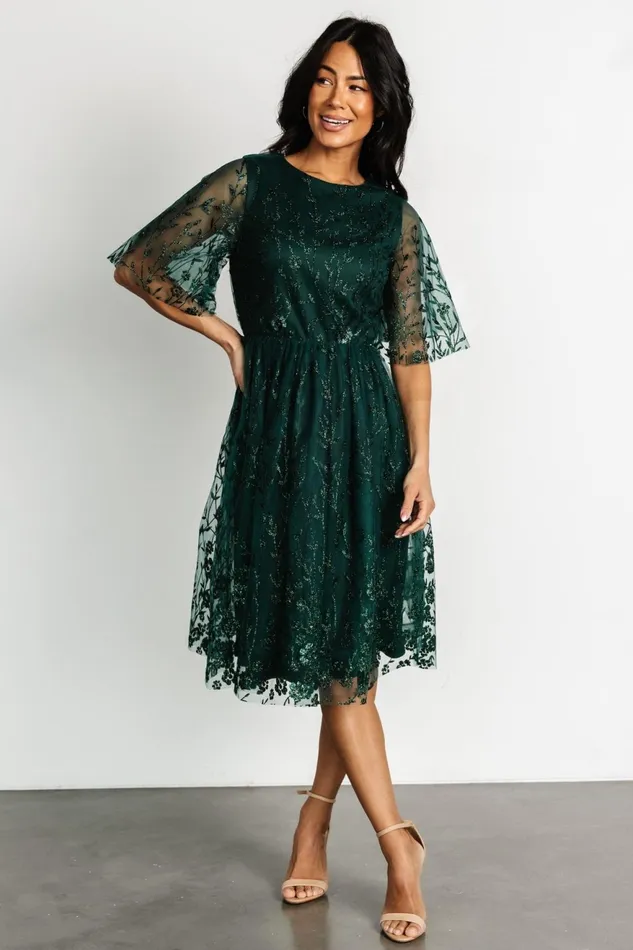 Women Short Dresses Baltic Born Duchess Tulle Dress Dark Green Sparkle