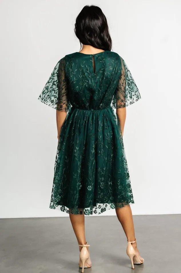 Women Short Dresses Baltic Born Duchess Tulle Dress Dark Green Sparkle