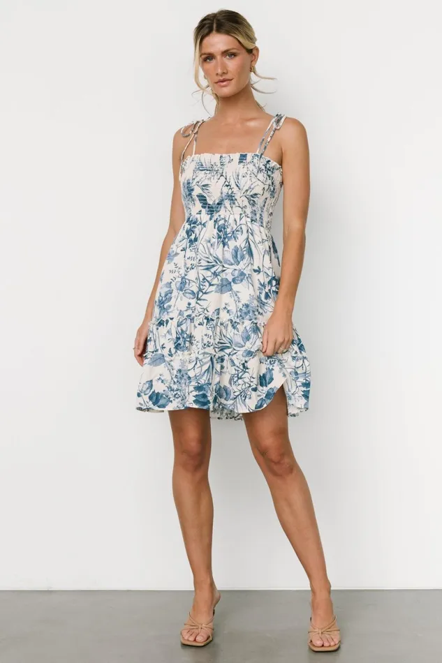 Women Short Dresses Baltic Born Emelyn Short Dress Cream Blue Women Short Dresses Baltic Born Emelyn Short Dress Cream Blue