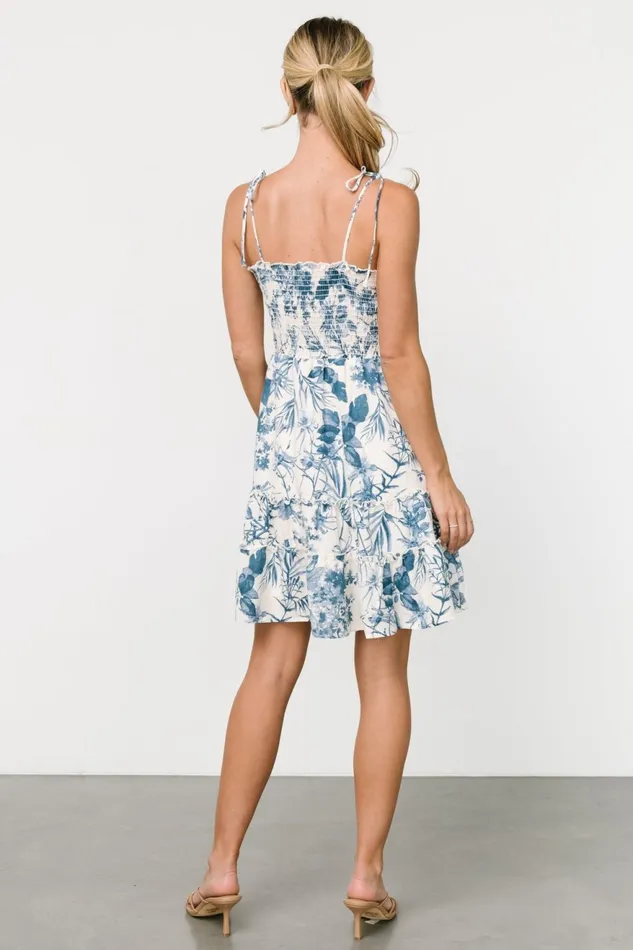 Women Short Dresses Baltic Born Emelyn Short Dress Cream Blue Women Short Dresses Baltic Born Emelyn Short Dress Cream Blue