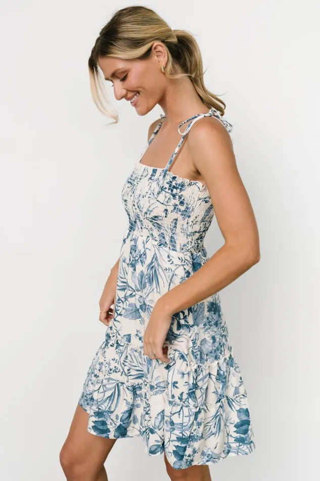 Women Short Dresses Baltic Born Emelyn Short Dress Cream Blue Women Short Dresses Baltic Born Emelyn Short Dress Cream Blue