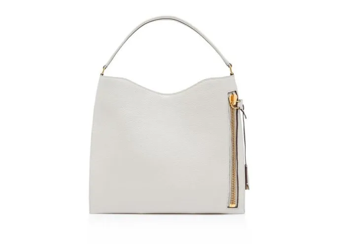 Women Shoulder Bags Tom Ford Grain Leather Small Alix Hobo Chalk