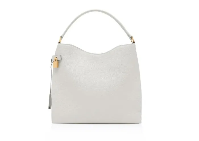 Women Shoulder Bags Tom Ford Grain Leather Small Alix Hobo Chalk Women Shoulder Bags Tom Ford Grain Leather Small Alix Hobo Chalk