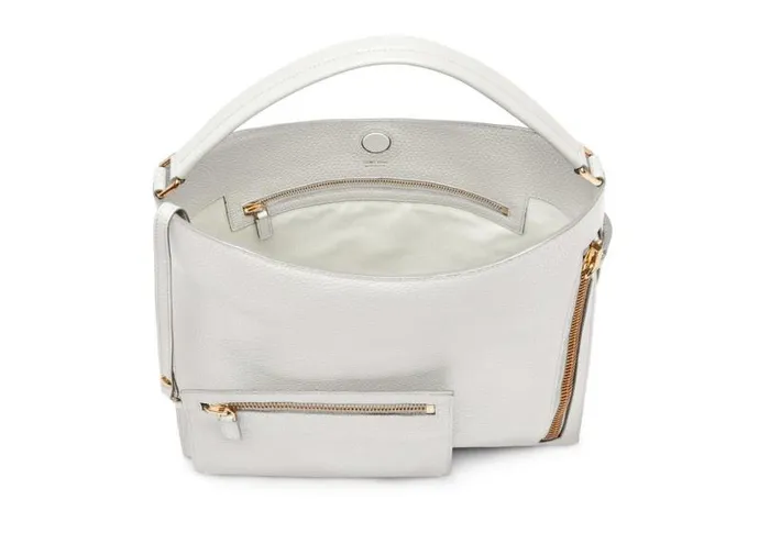 Women Shoulder Bags Tom Ford Grain Leather Small Alix Hobo Chalk Women Shoulder Bags Tom Ford Grain Leather Small Alix Hobo Chalk